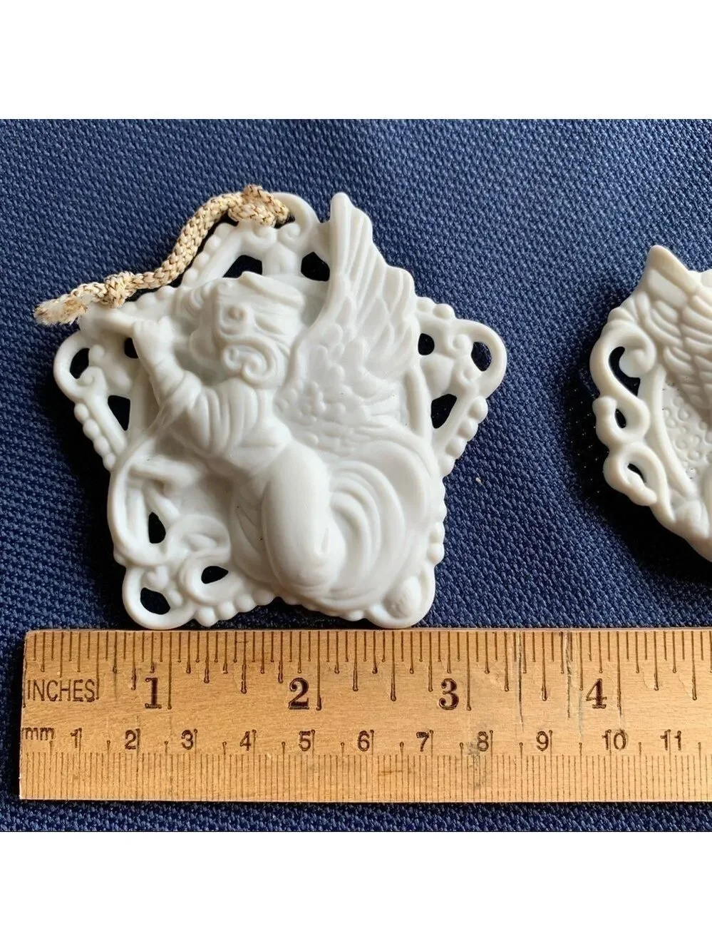 PRECIOUS MOMENTS 3-D vintage angel ornaments set/3